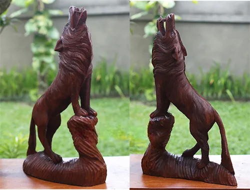 Деревянная фигурка ручной работы "Волк" AM1263  купить в интернет магазине Мебель из массива. Звоните +7 495 961-63-63 Мебель Индонезии