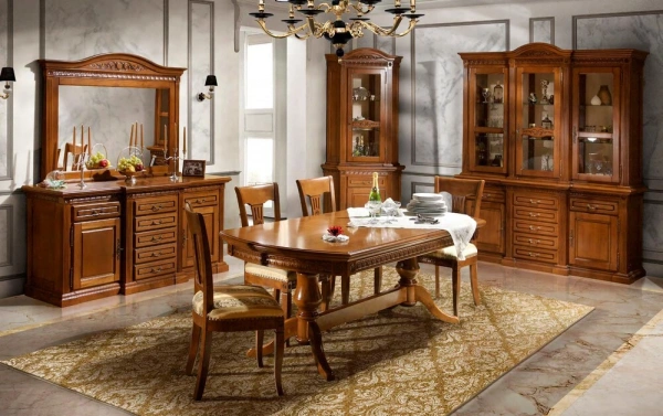 Буфет с зеркалом "Венеция" Орех 702-703  купить в интернет магазине Мебель из массива. Звоните +7 495 961-63-63 Буфеты из массива дерева