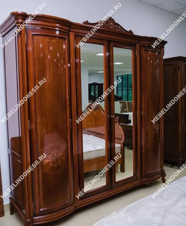 Шкаф 4х дверный "Фирензе" Орех 871  купить в интернет магазине Мебель из массива. Звоните +7 495 961-63-63 Прихожие