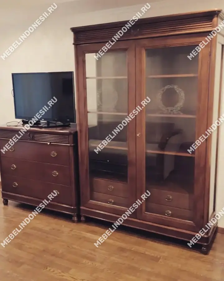Витрина 2х дверная "Мария Сильва" Слоновая кость MS908B  купить в интернет магазине Мебель из массива. Звоните +7 495 961-63-63 Витрины из массива дерева